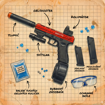 Gel Shot GLOCK G-17 pistolka na gelové kuličky